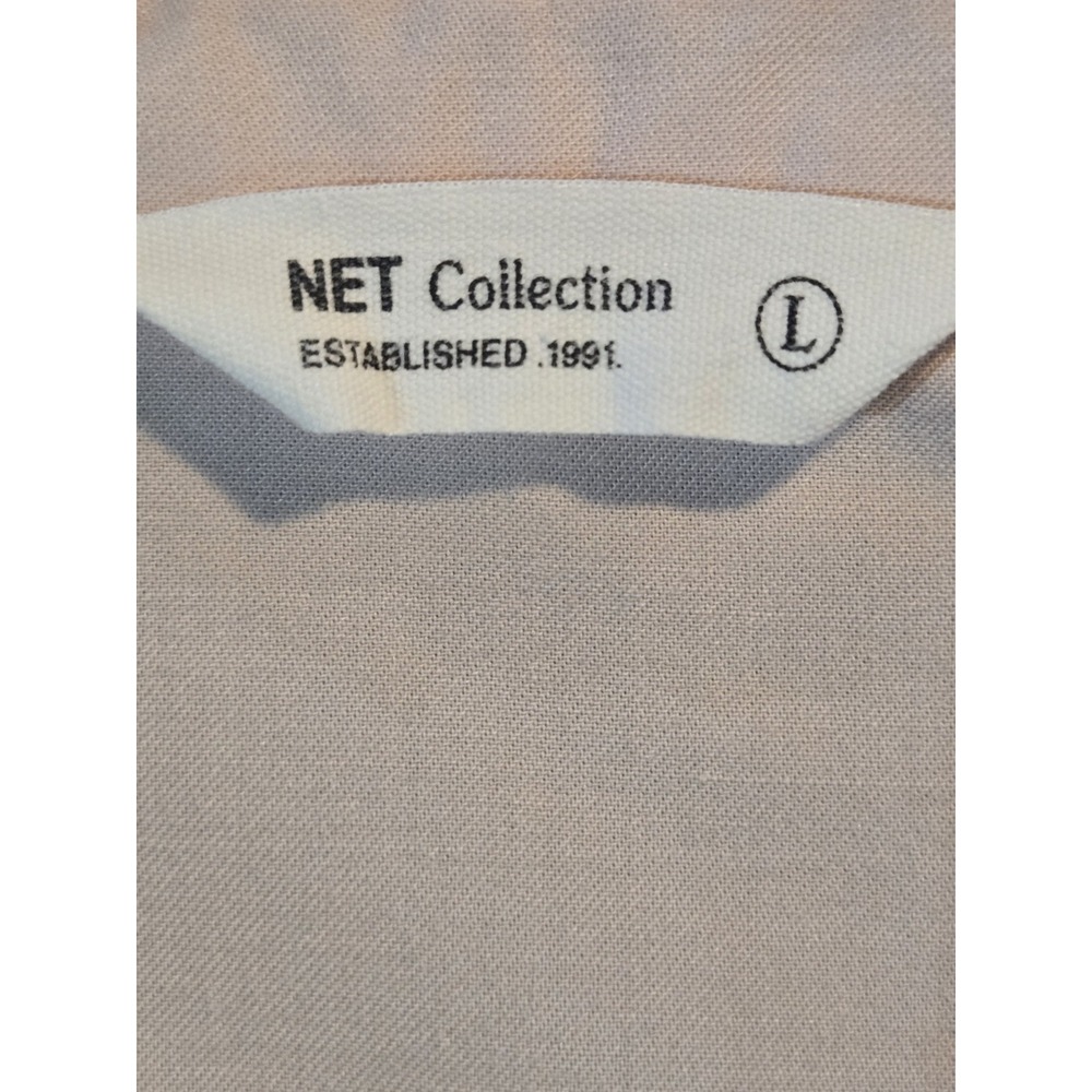 NET Collection Women's L Pink Solid Collared 3/4 Sleeve Pullover Woven Blouse - Picture 5 of 6